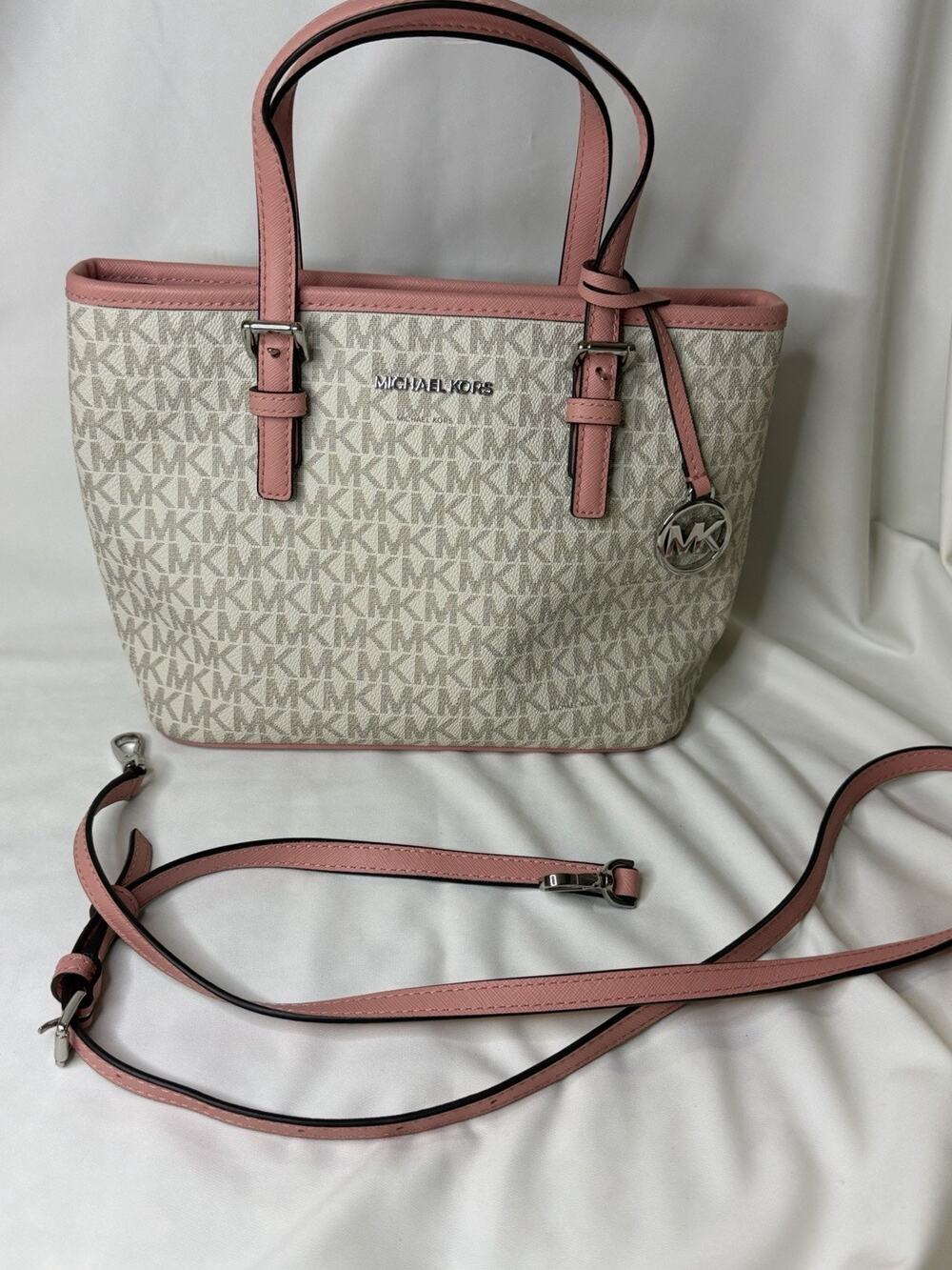 Michael Kors Jet Set Travel Extra Small Logo Top Zip Tote Bag Primrose Multi